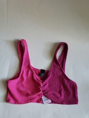 NWT Wild Fable Pink Colorblock Ribbed Crop Top - Large